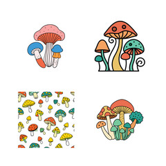 Naklejka premium Set of mushroom vector art drawing