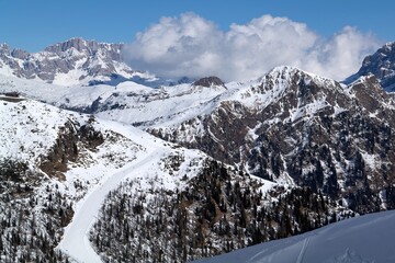 snow covered mountains in winter