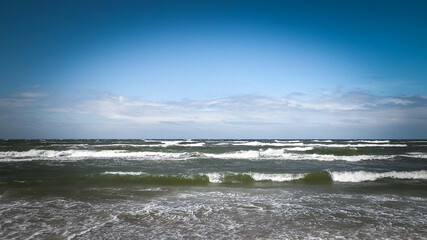 Fototapeta premium Baltic Sea. Copy space on blue sky.
