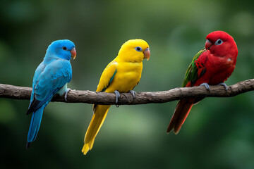 Obraz premium exotic birds in rainforest