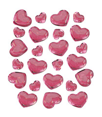 Pink Crystal Hearts, Y2K style for party, luxury design, candy sweets, decoration birthday cards, wedding 3D shiny, valentine day, girlfriend boyfriend ring