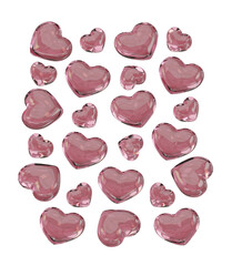 Pink Crystal Hearts, Y2K style for party, luxury design, candy sweets, decoration birthday cards, wedding 3D shiny, valentine day, girlfriend boyfriend ring