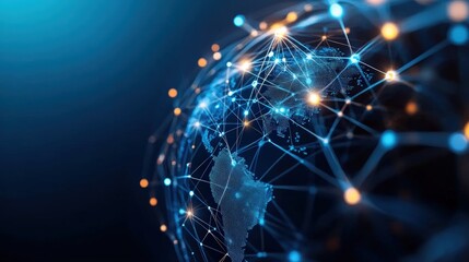 Obraz premium Exploring the digital earth a stunning illustration of global connectivity digital realm illustration vibrant aerial perspective midjourney concept