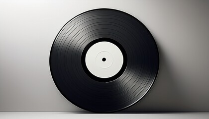 Obraz premium black vinyl record with white empty space in the middle white background