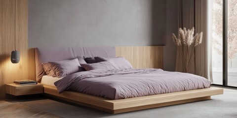 A modern bedroom showcasing a bed and minimalistic decorations beautifully