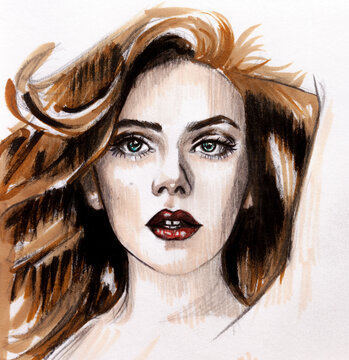 Donna con capelli lunghi illustrazione