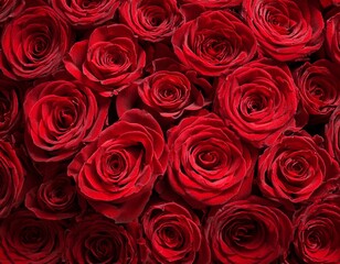 natural fresh red roses flowers pattern wallpaper top view red rose flower wall background