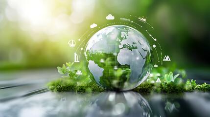 Sustainable Future Technology Global Business Innovation Earth Day Green Energy Solutions Environmentally Friendly Planet Development Growth Investment Concept