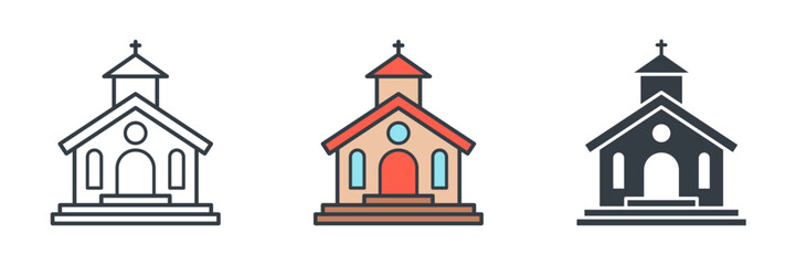 Church Building icon symbol vector illustration isolated on white background