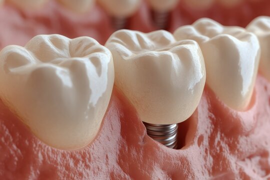 Mini Implants. Medically Accurate Three-Dimensional Illustration of Dental Implantation in Recessed Jaw Bone