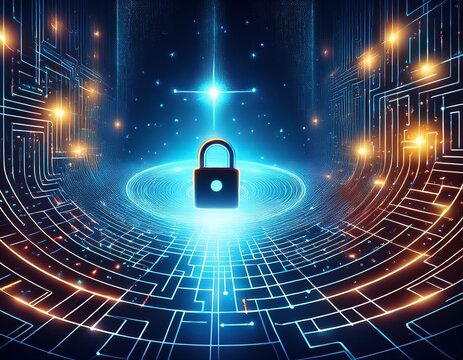 celestial lock a digital labyrinth enigma data space light stars - Powered by Adobe