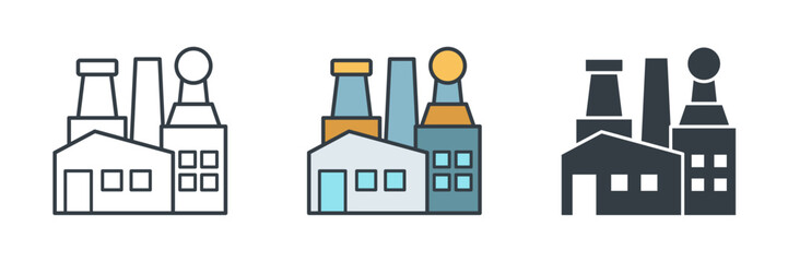 Factory Building icon symbol vector illustration isolated on white background