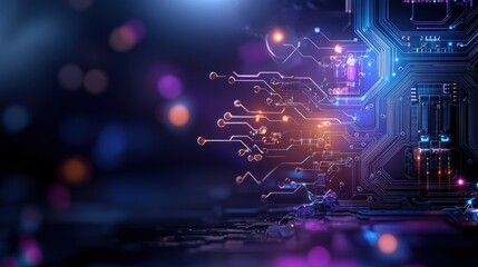 Obraz premium Exploring futuristic circuit board visualizations digital realm abstract art tech environment close-up view innovation concept