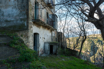 abandoned ruins inside the Aliano village, Matera province, Basilicata, Italy