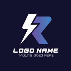 Electric Energy R Letter Logo Template