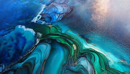 abstract arial view of golden reef in the ocean