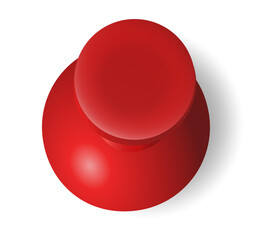 pinned one red colored pin realistic sharp for pinning board or corkboard