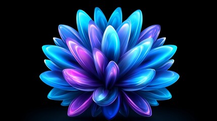 Fototapeta premium Stunning Blue & Purple Abstract Flower: 3D Digital Art Wallpaper