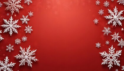 Red background with snowflakes on it