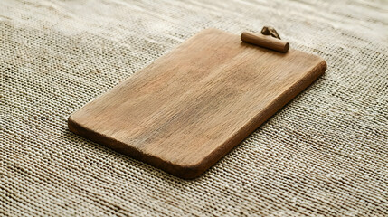 Fototapeta premium Rustic Wooden Cutting Board on Natural Textured Background
