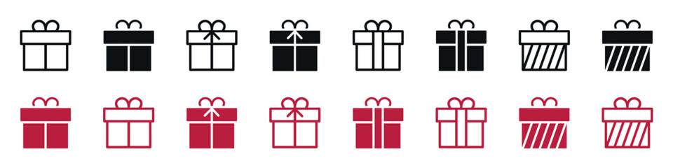 Gift box icon. Set of gift boxes. Gift, surprise. Vector illustration. EPS10.