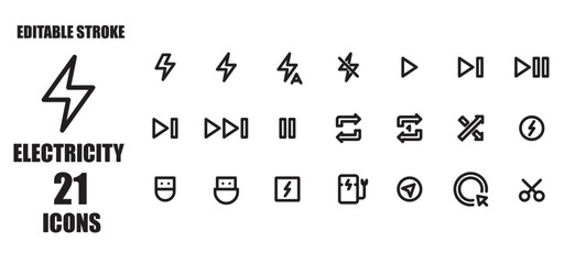 Electricity icon set outline style