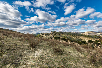 countryside landscape inside the Badlands National Park, Basilicata, Italy