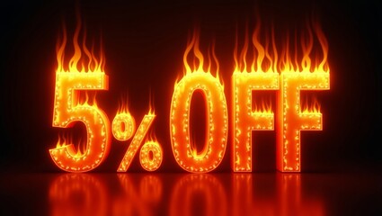 Fiery 5 off promotional graphic