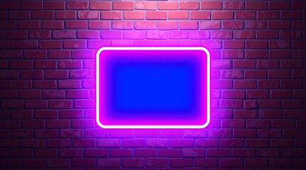 stock photo, soft pastel colors, gentle soft light illuminating a digitally rendered neon sign on a warm reddish-brown brick wall.