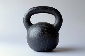 Fototapeta premium Strong black kettlebell on a minimalist background for fitness training and workouts