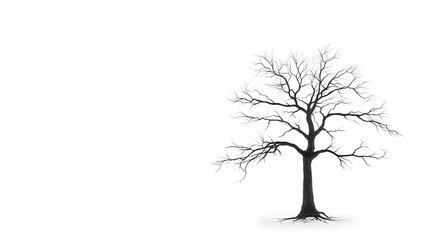 Fototapeta premium Bare Tree Silhouette on White Background with Intricate Branches