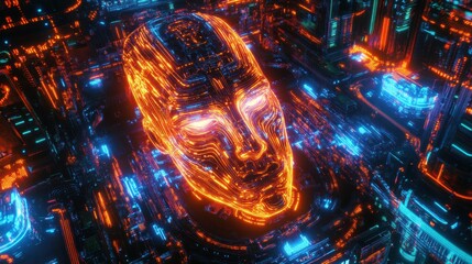 Fototapeta premium Advanced AI Processor Glowing with Futuristic Energy