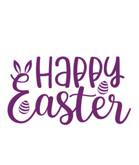 Happy Easter typography clip art design on plain white transparent isolated background for card, shirt, hoodie, sweatshirt, apparel, tag, mug, icon, poster or badge