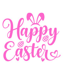Happy Easter typography clip art design on plain white transparent isolated background for card, shirt, hoodie, sweatshirt, apparel, tag, mug, icon, poster or badge