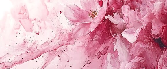 Pink Flower Abstract Painting
