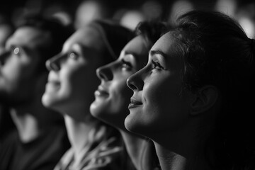 Fototapeta premium Performer standing in front of a crowded audience in a theater generative ai picture