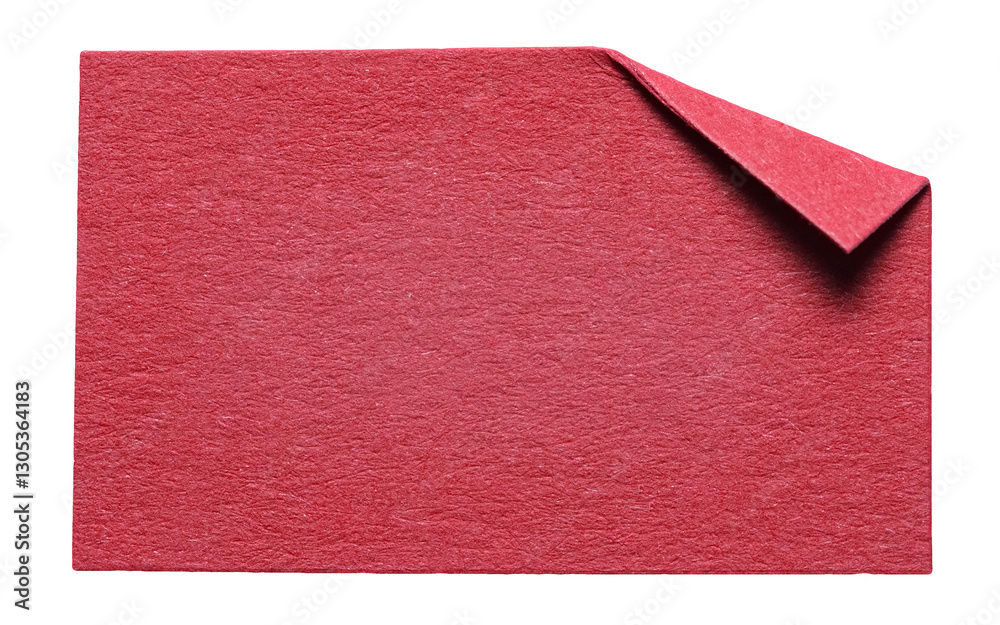 Fototapete red isolated cut out blank paper note cardboard with folded corner dog-ear earmark and copy space fo