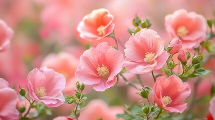 Pink Flowers Bloom, Soft Focus