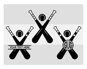 Baseball Bat Monogram, Baseball Bat Silhouette, Sports Svg, Baseball Stick Svg, Bat Svg, Baseball Bat Png, Baseball Svg Images, Split Monogram, Circle Monogram 
