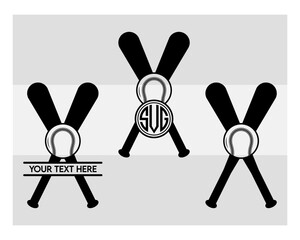 Fototapeta premium Baseball Bat Monogram, Baseball Bat Silhouette, Sports Svg, Baseball Stick Svg, Bat Svg, Baseball Bat Png, Baseball Svg Images, Split Monogram, Circle Monogram 