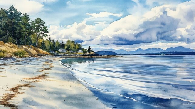 Orcas Island Beach Scene: Tranquil Waterfront at Eastsound on Washington State Coast