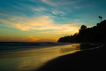 Susnet on the beach in Santa Barbara, California.