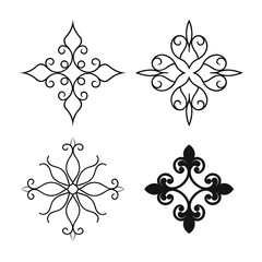 set of floral elements