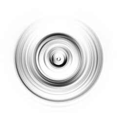 Black and white radial motion effect. Abstract rounded background. Grayscale curves and sphere.
