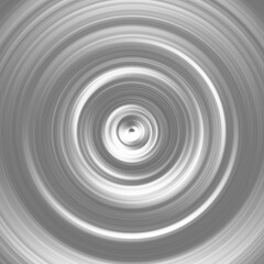 Black and white radial motion effect. Abstract rounded background. Grayscale curves and sphere.