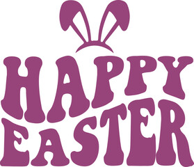 Happy Easter typography clip art design on plain white transparent isolated background for card, shirt, hoodie, sweatshirt, apparel, tag, mug, icon, poster or badge