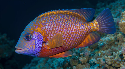 Obraz premium Bicolour parrotfish (Cetoscarus bicolor) undersea, Red Sea, Egypt, Sharm El Sheikh, Montazah Bay
