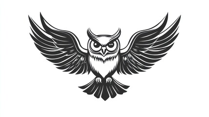 Obraz premium Graphic owl in flight against white background. Possible use For print or web design