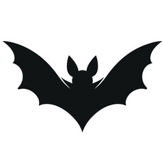 Scary Bat Icon in Black Silhouette – Spooky Halloween Graphic for Posters, Stickers, and Digital Artwork