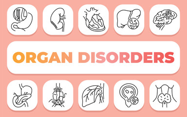 organ disorders text concept. Shablon for presentation and Infographics.
